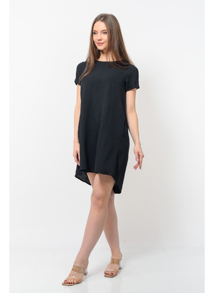Women Aerobin Fabric Summer Dress Black Color