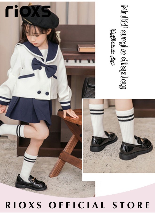 Girls Princess Leather Shoes Fashion Mary Jane Dance Flats School Uniform Shoes