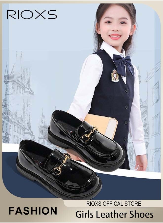Girls Princess Leather Shoes Fashion Mary Jane Dance Flats School Uniform Shoes
