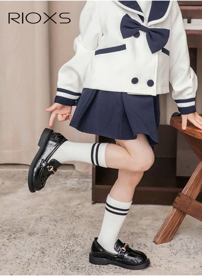 Girls Princess Leather Shoes Fashion Mary Jane Dance Flats School Uniform Shoes
