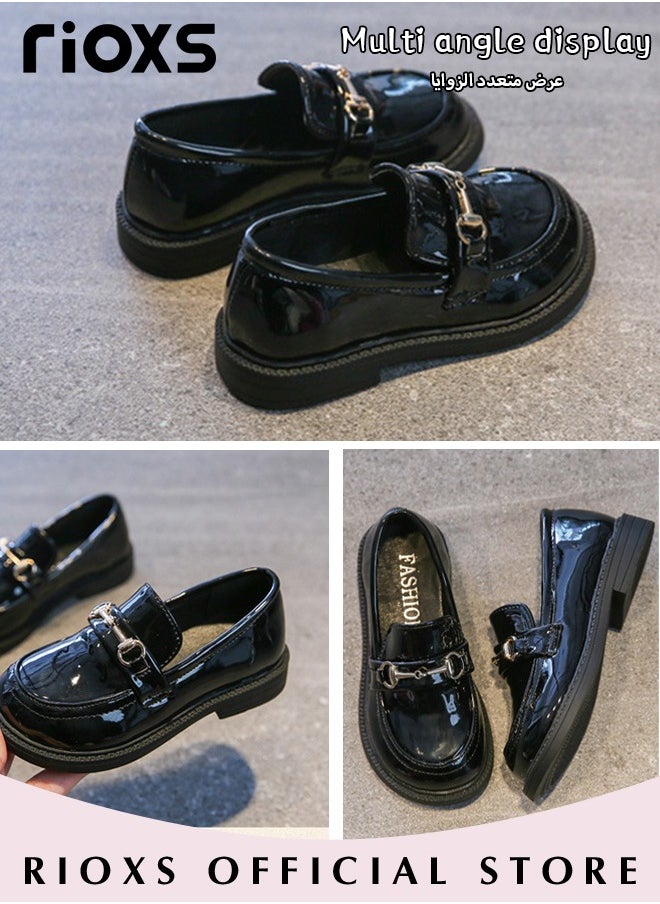 Girls Princess Leather Shoes Fashion Mary Jane Dance Flats School Uniform Shoes