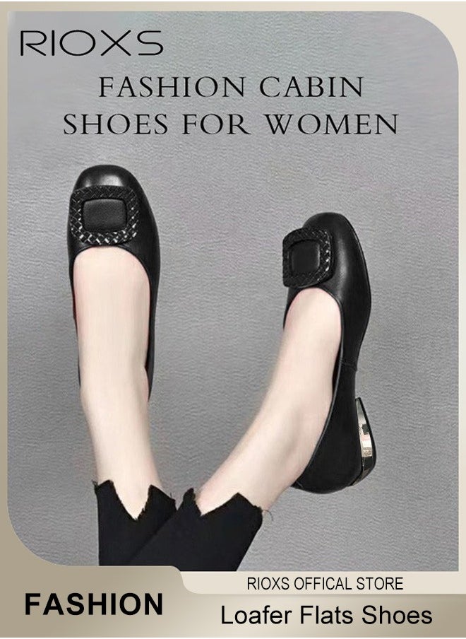 Womens Loafers, Patent Leather Flats Shoes With Shoes Supportive, Comfort Square Toe Ballets Flats, Slip-Ons Uniform Formal Shoes, Dress Shoes With Low Block Heel, Casual Loafer Shoes For Wedding Driving Dating Work Business, Classical Walking Flats