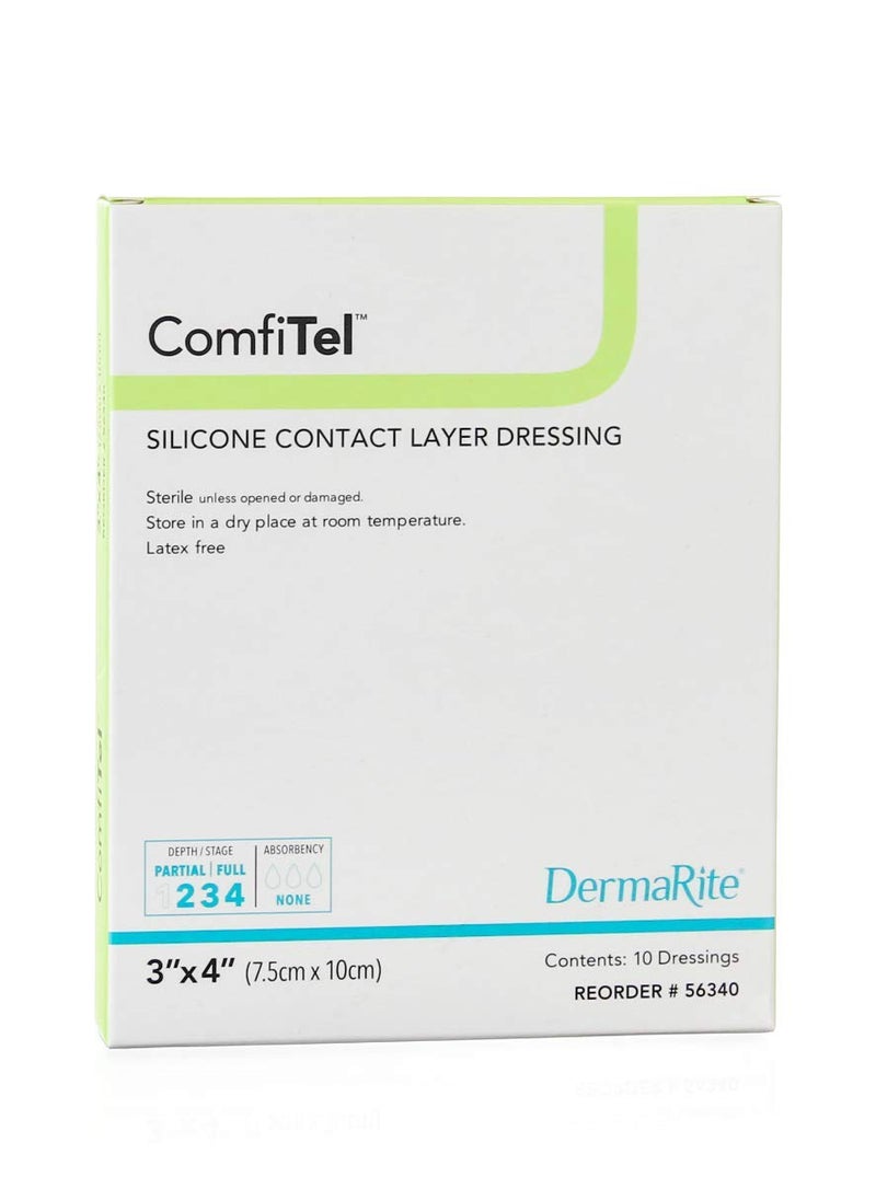 DermaRite ComfiTel Silicone Contact Layer Wound Dressing, 3