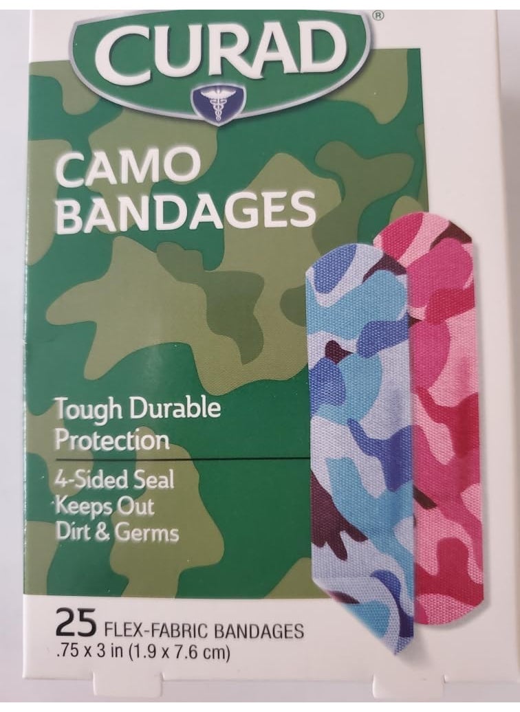 Curad Camp Camo Bandages One Size Pink 25 Each (Pack of 2)