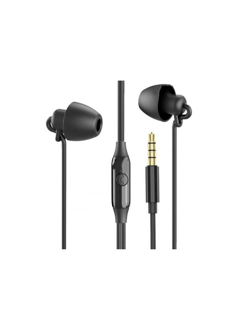 Yesido YH29 Silicone Sleep Earphone Wired 3.5mm Jack HD Microphone Earphone - Black
