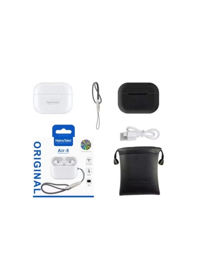 Air 5 Wireless Bluetooth Earphones for Android – True Wireless Stereo (TWS) In-Ear Headphones with Touch Control, Noise Reduction, Fast Pairing, Long Battery Life & Portable Charging Case – Compatible with Android Smartphones, Tablets & More