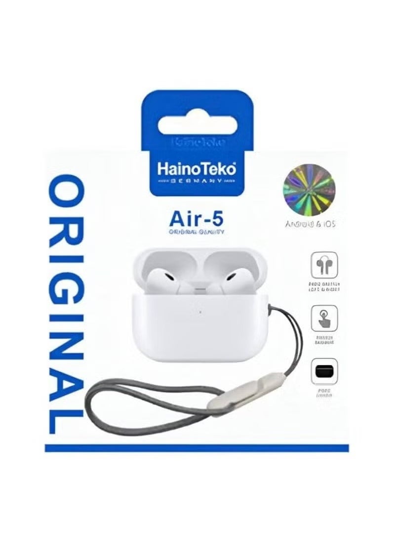Air 5 Wireless Bluetooth Earphones for Android – True Wireless Stereo (TWS) In-Ear Headphones with Touch Control, Noise Reduction, Fast Pairing, Long Battery Life & Portable Charging Case – Compatible with Android Smartphones, Tablets & More