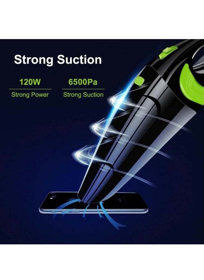 Wireless Handheld Vacuum Cleaner 120 W R6054B Black/Green Car vacuum cleaner with high suction power, wireless charging inside the car, handheld car use, household blowing and suction dual-use, small and super strong