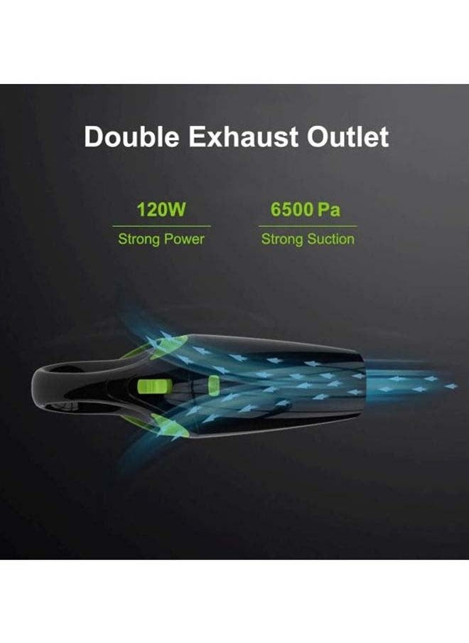 Wireless Handheld Vacuum Cleaner 120 W R6054B Black/Green Car vacuum cleaner with high suction power, wireless charging inside the car, handheld car use, household blowing and suction dual-use, small and super strong