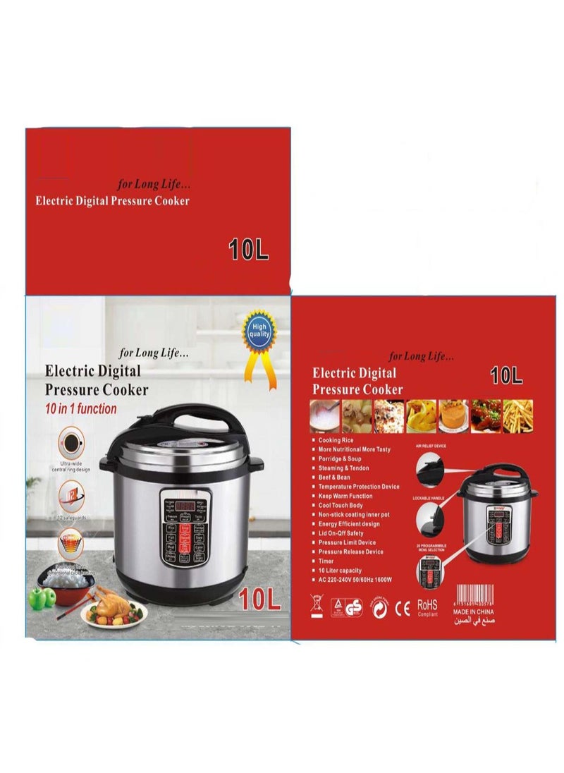 10L Smart Multi-Cooker | High Pressure Rice Cooker & Electric Pressure Cooker with Digital Display and 12 Cooking Functions