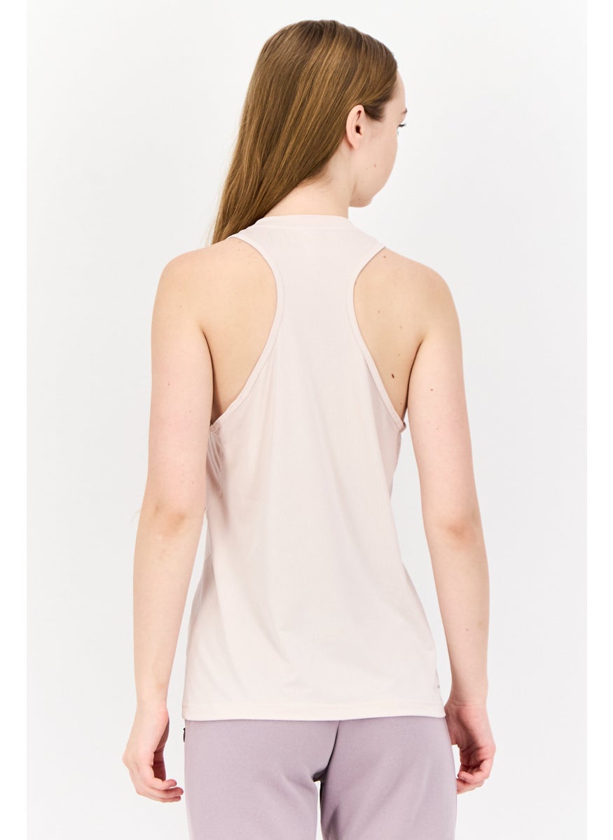 Women Sportswear Fit Brand Logo Sleeveless Training Tank Top, Light Peach