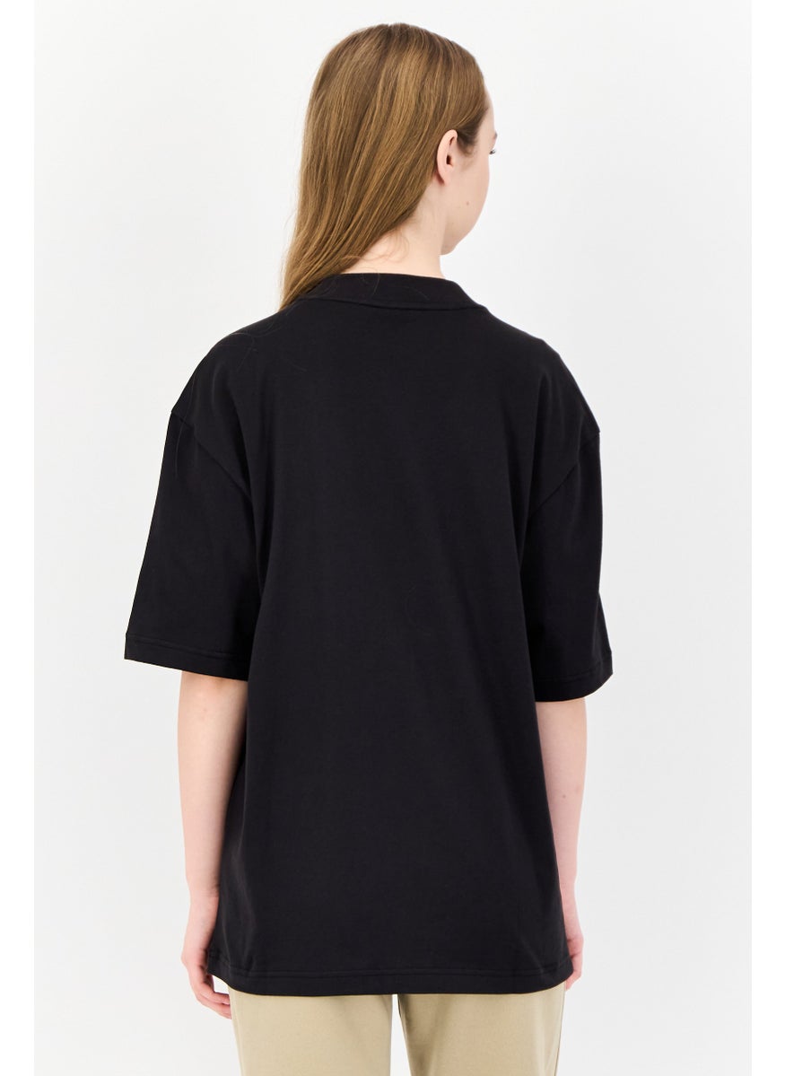 Women Sportswear Fit Short Sleeve Outdoor T-Shirt, Black