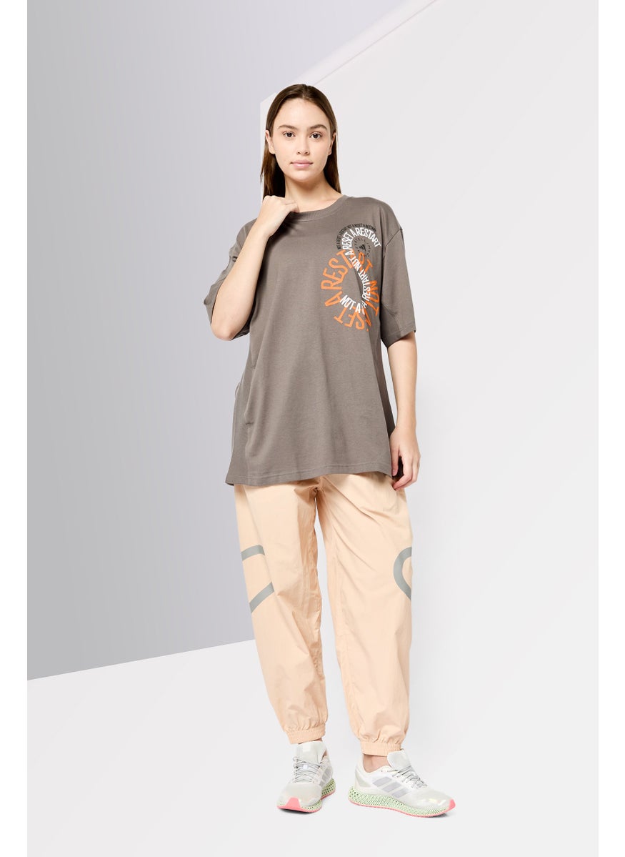 Adidas by Stella McCartney Women Sportswear Fit Short Sleeve Outdoor Top, Grey
