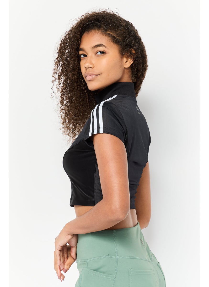 Women Sportswear Fit Short Sleeve Outdoor Top, Black/White