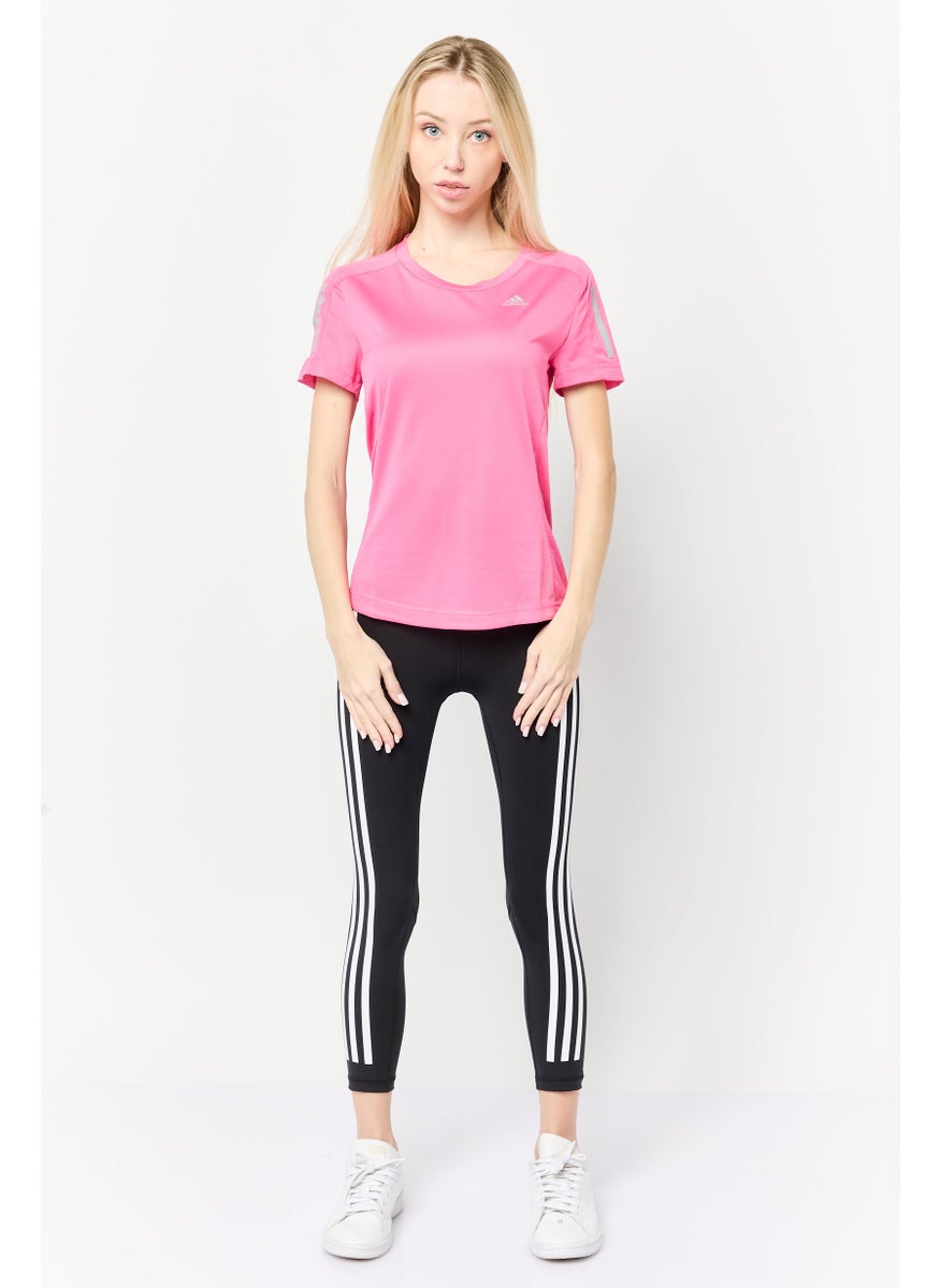 Women Sportswear Fit Short Sleeve Running T-shirt, Dark Pink