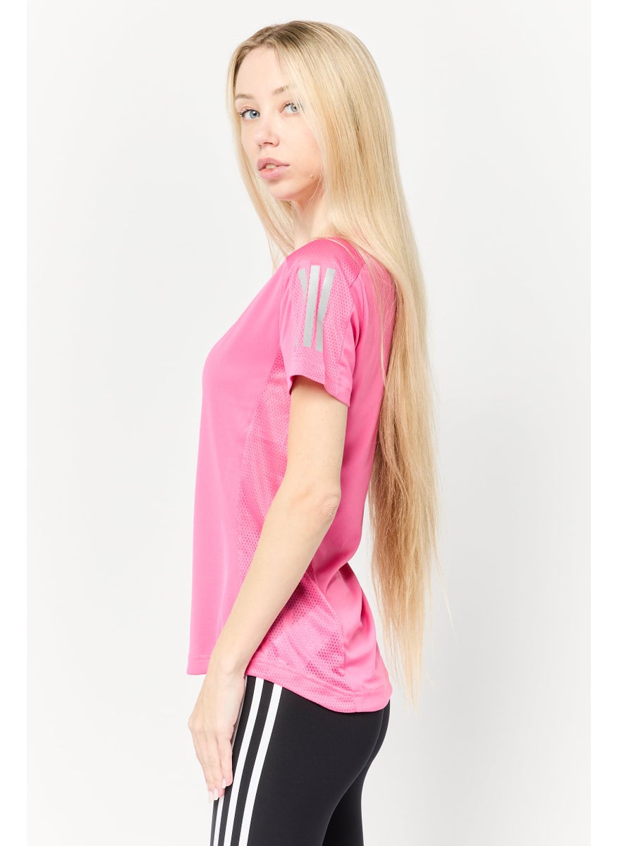 Women Sportswear Fit Short Sleeve Running T-shirt, Dark Pink