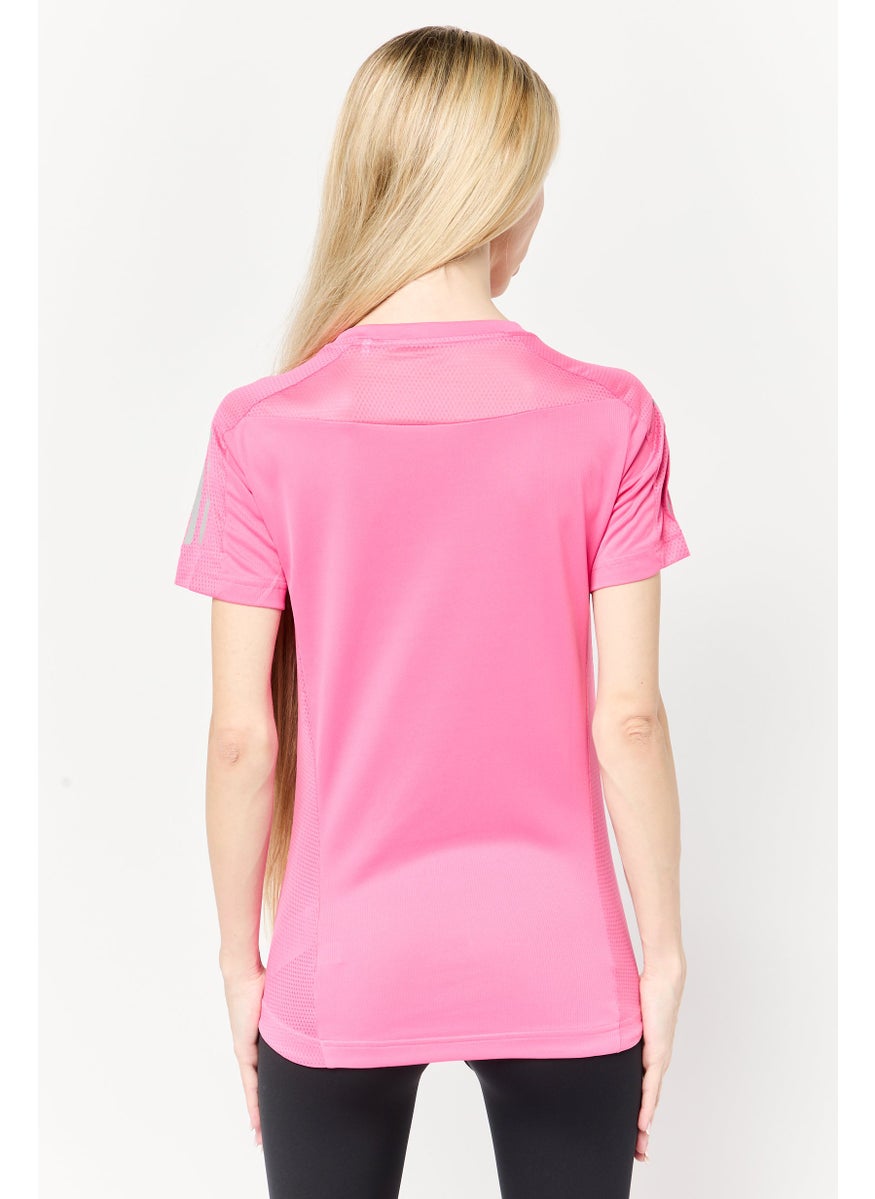 Women Sportswear Fit Short Sleeve Running T-shirt, Dark Pink