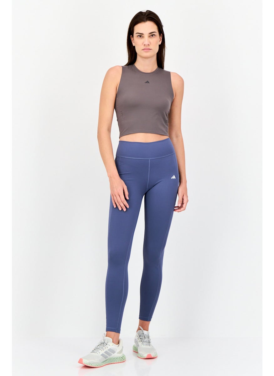 Women Tight Fit Sleeveless Hiit Training Crop Tank Top, Dark Grey