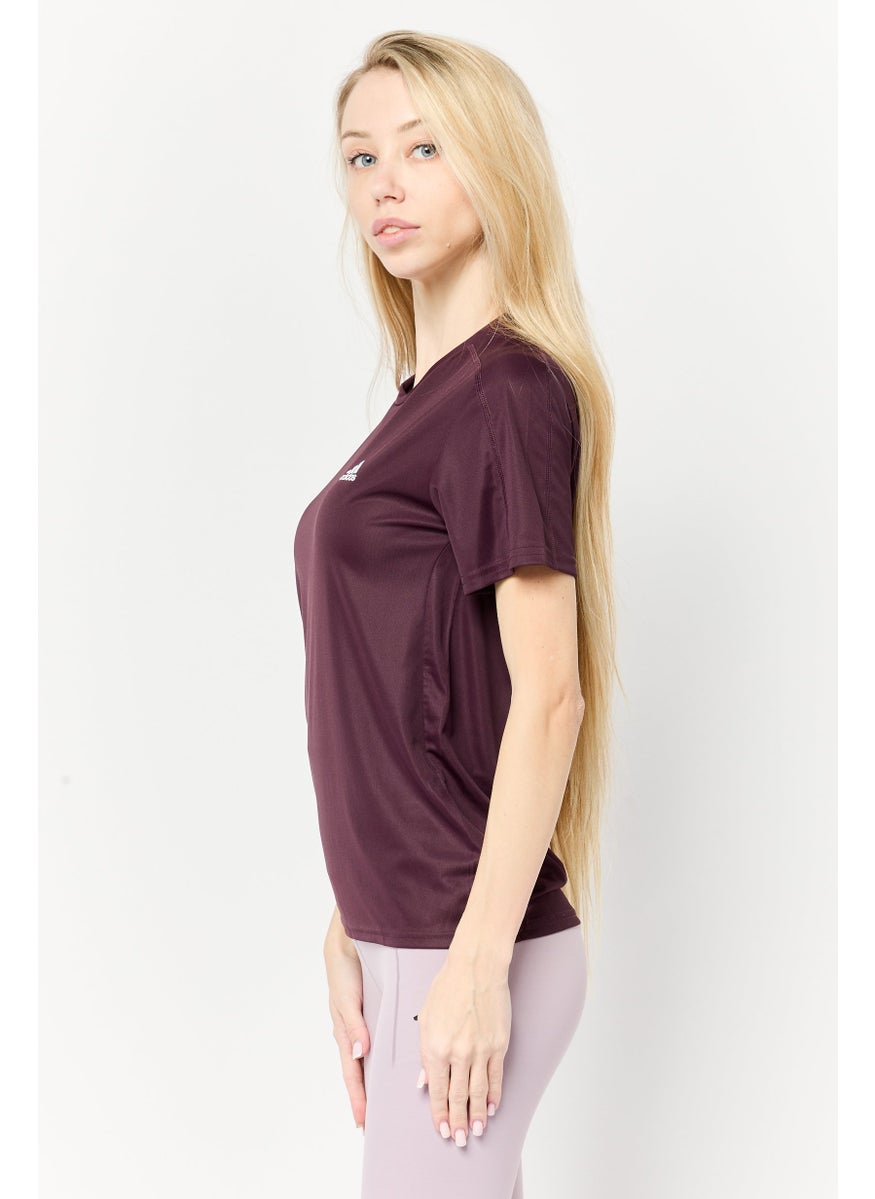 Women Sportswear Fit Short Sleeve Outdoor Top, Maroon