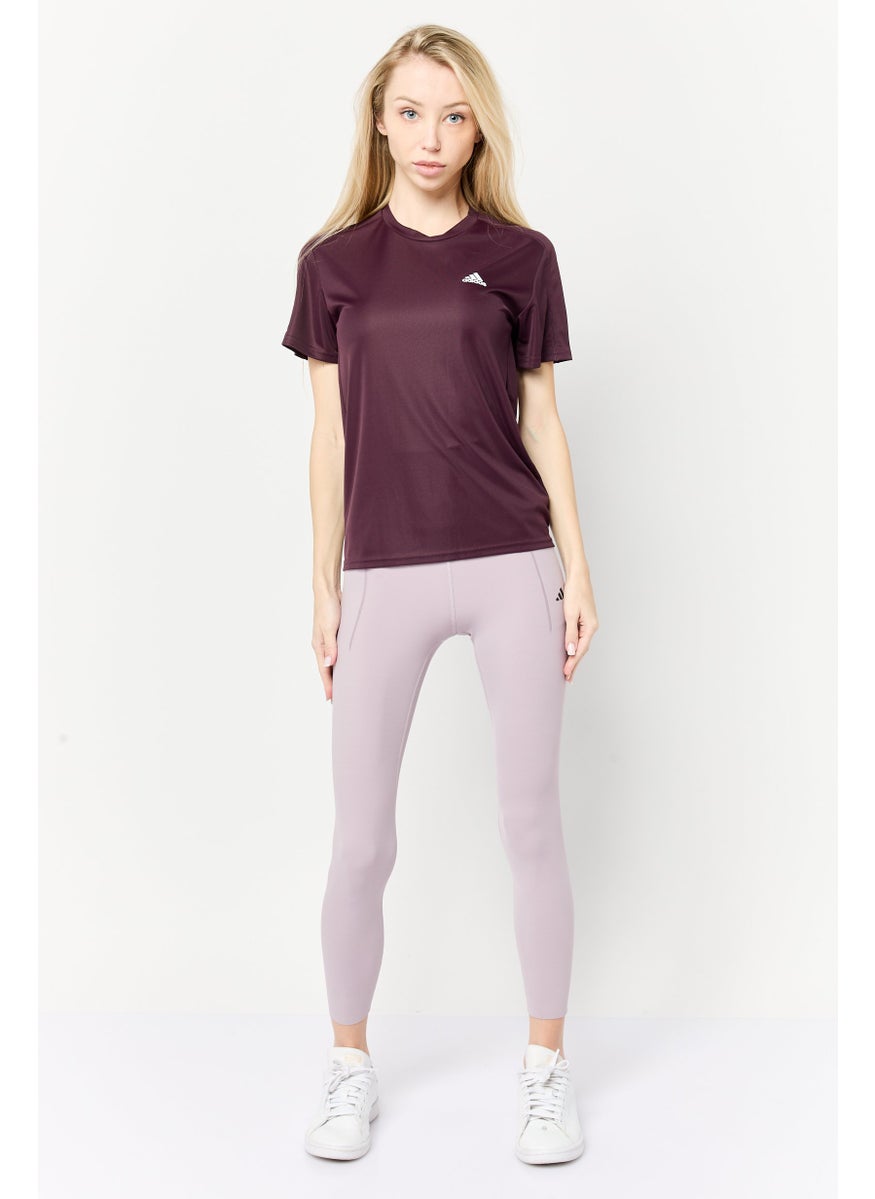 Women Sportswear Fit Short Sleeve Outdoor Top, Maroon