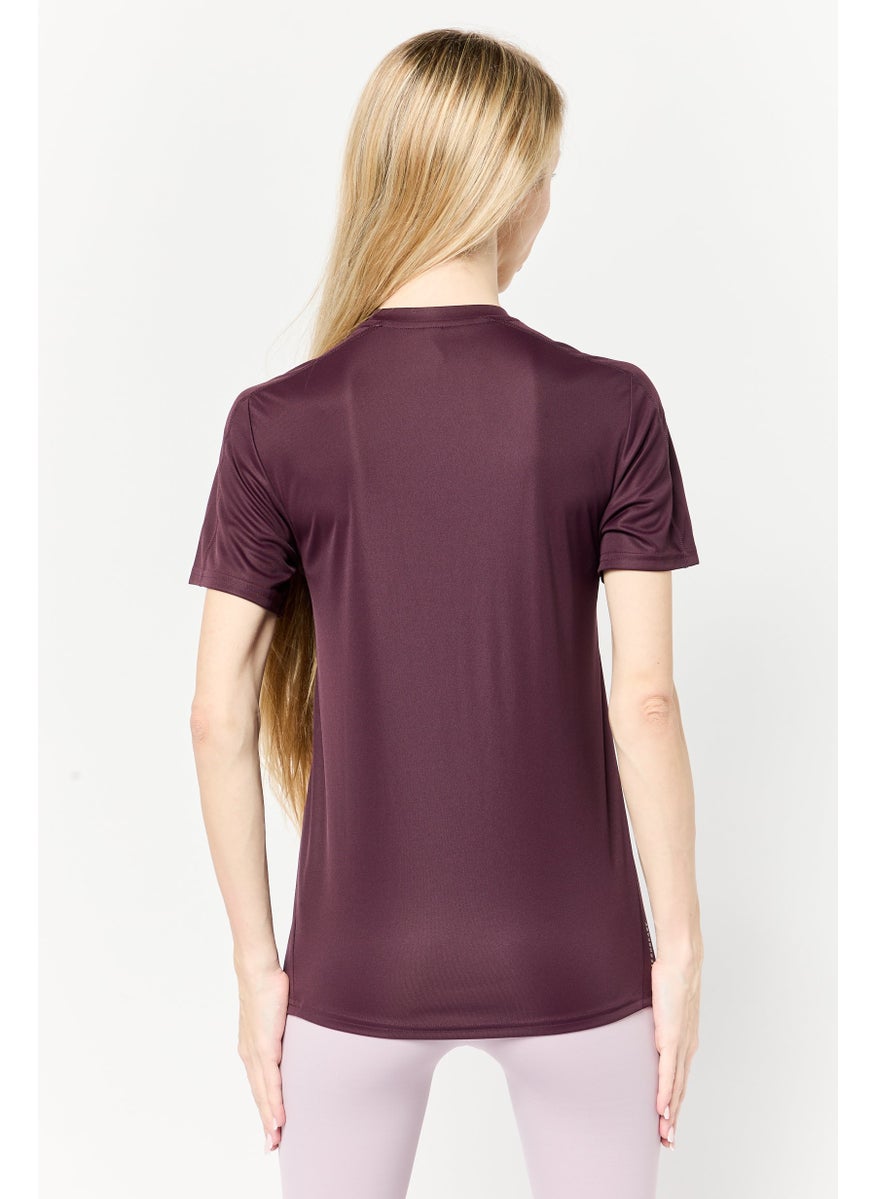 Women Sportswear Fit Short Sleeve Outdoor Top, Maroon