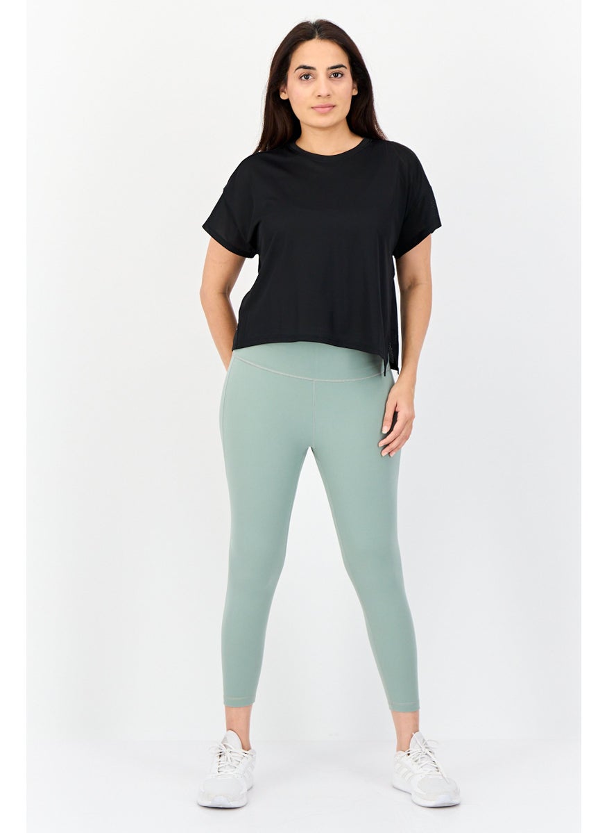 Women Sportswear Fit Short Sleeve Outdoor Top, Black