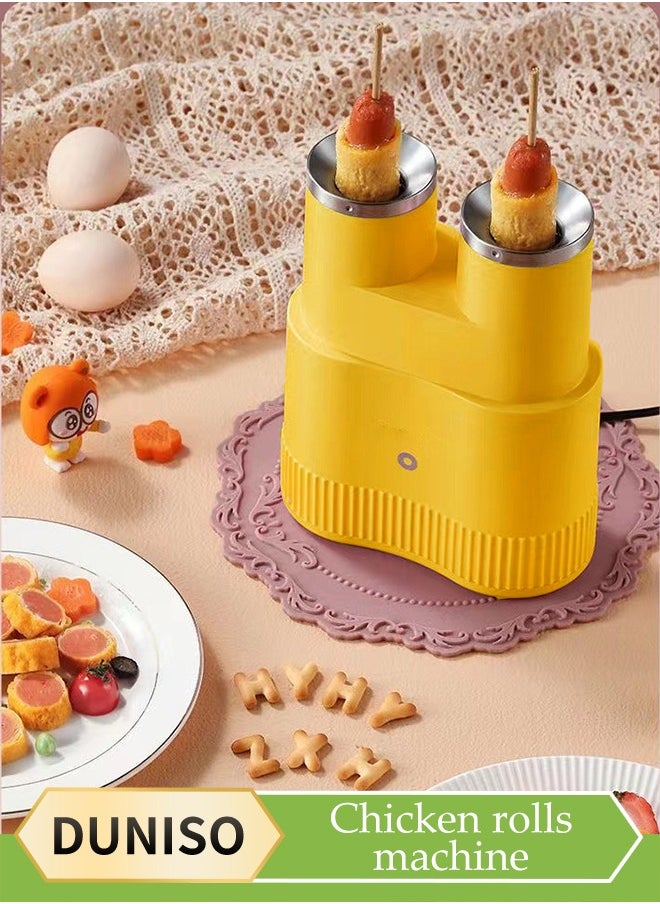2 Tube small-scale Electric Egg Roll Maker，Full automatic egg rolls breakfast machine，easy to clean，Can be used to make egg rolls, egg sausage and fried egg， for Home Kitchens