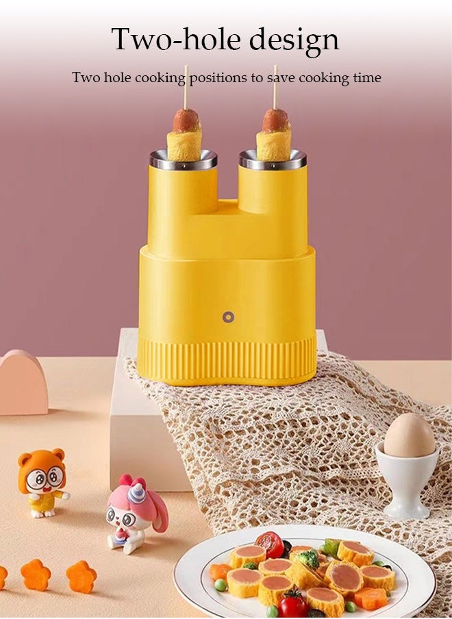 2 Tube small-scale Electric Egg Roll Maker，Full automatic egg rolls breakfast machine，easy to clean，Can be used to make egg rolls, egg sausage and fried egg， for Home Kitchens