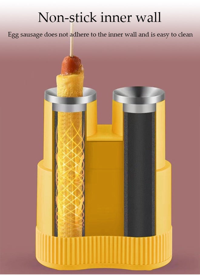 2 Tube small-scale Electric Egg Roll Maker，Full automatic egg rolls breakfast machine，easy to clean，Can be used to make egg rolls, egg sausage and fried egg， for Home Kitchens