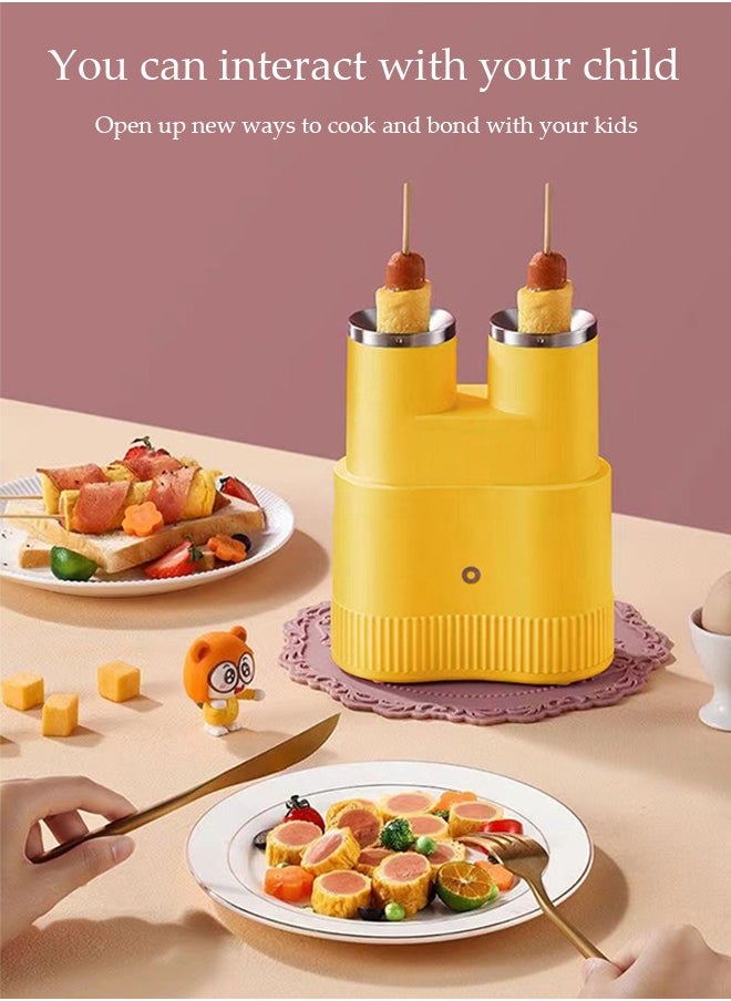 2 Tube small-scale Electric Egg Roll Maker，Full automatic egg rolls breakfast machine，easy to clean，Can be used to make egg rolls, egg sausage and fried egg， for Home Kitchens