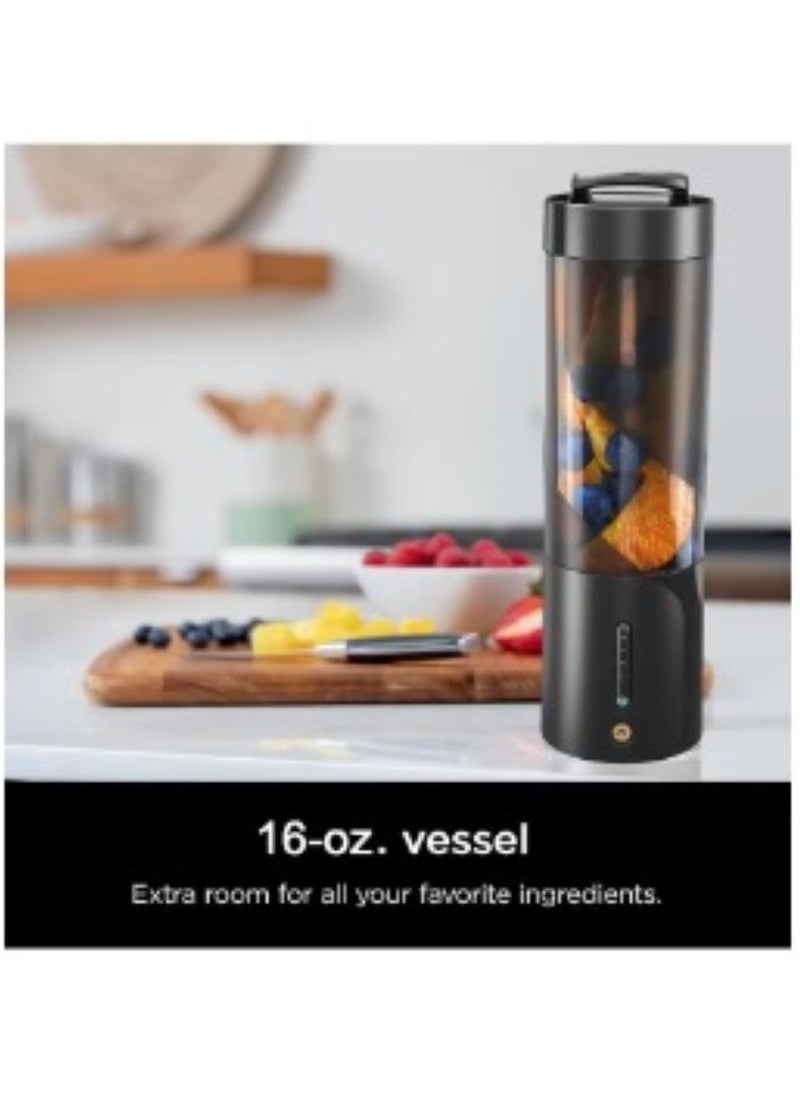 Portable Blender, Cordless Blender for Shakes and Smoothies with 16 Oz Cup and Leakproof Lid, Durable Stainless Steel Blades for Powerful Blending Performance, Magnetic Rechargeable, Black