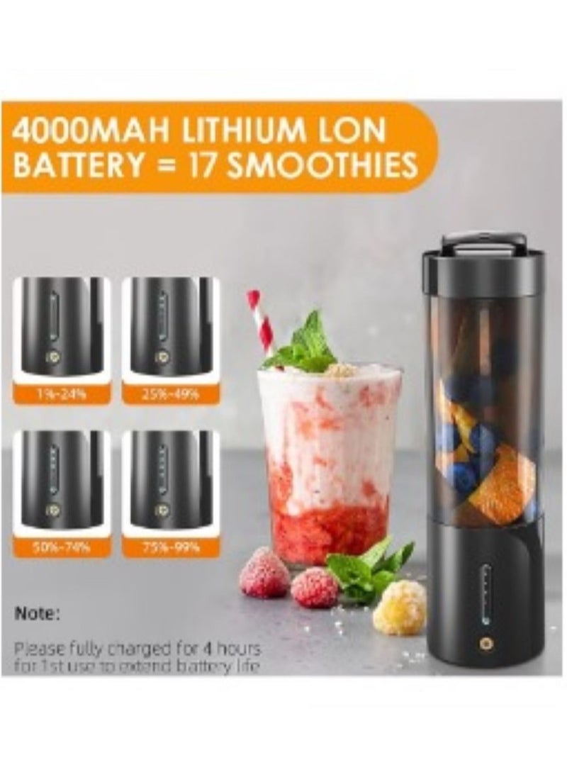 Portable Blender, Cordless Blender for Shakes and Smoothies with 16 Oz Cup and Leakproof Lid, Durable Stainless Steel Blades for Powerful Blending Performance, Magnetic Rechargeable, Black