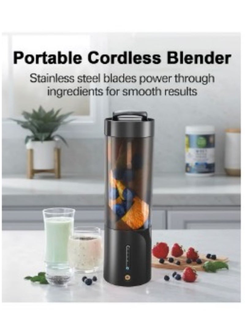 Portable Blender, Cordless Blender for Shakes and Smoothies with 16 Oz Cup and Leakproof Lid, Durable Stainless Steel Blades for Powerful Blending Performance, Magnetic Rechargeable, Black