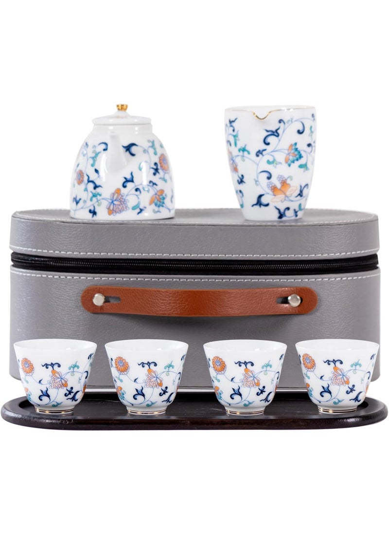 Exquisite Porcelain Tea Set - Traditional Floral Design, 7-Piece Set, Dishwasher & Microwave Safe, Perfect for Elegant Gatherings and Daily Use