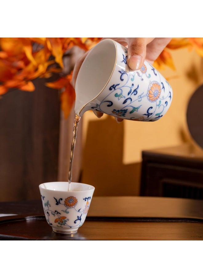Exquisite Porcelain Tea Set - Traditional Floral Design, 7-Piece Set, Dishwasher & Microwave Safe, Perfect for Elegant Gatherings and Daily Use