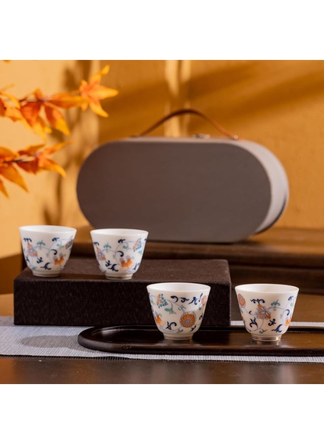 Exquisite Porcelain Tea Set - Traditional Floral Design, 7-Piece Set, Dishwasher & Microwave Safe, Perfect for Elegant Gatherings and Daily Use
