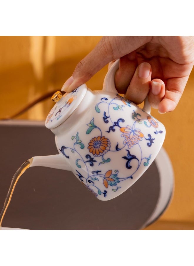 Exquisite Porcelain Tea Set - Traditional Floral Design, 7-Piece Set, Dishwasher & Microwave Safe, Perfect for Elegant Gatherings and Daily Use