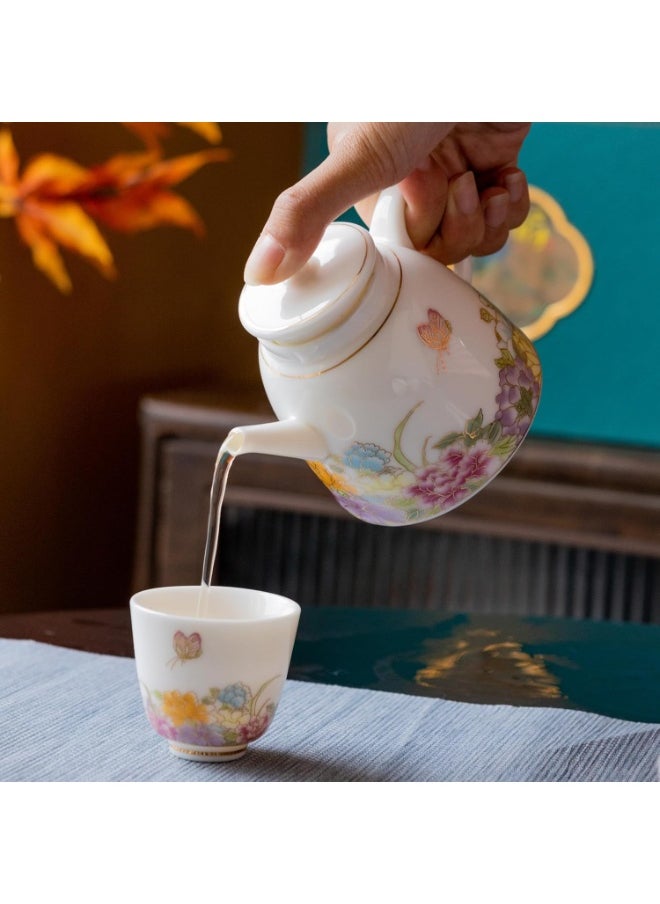 7-Piece Porcelain Tea Set with Floral Design - Includes Teapot and Cups, Gift Box, Microwave & Dishwasher Safe