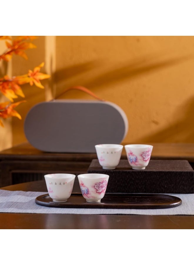 Elegant Porcelain Tea Set - Lotus Design, 7-Piece Set with Wooden Tray, Dishwasher & Microwave Safe, Ideal for Various Tea Types, Perfect for Gift and Daily Use