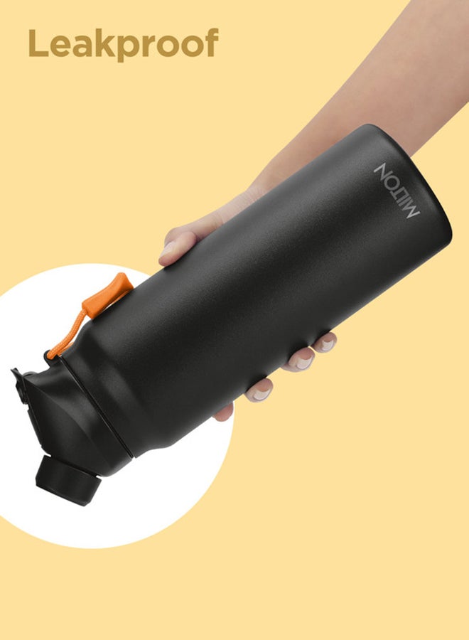 940ml Vacuum Insulated Water Bottle with Magnetic Straw Lid, Keeps Drinks 12 Hrs Hot & 24 Hrs Cold, 18/8 Stainless Steel, Double-Walled Flask with Inner Copper Coating for Sports - Turk Black