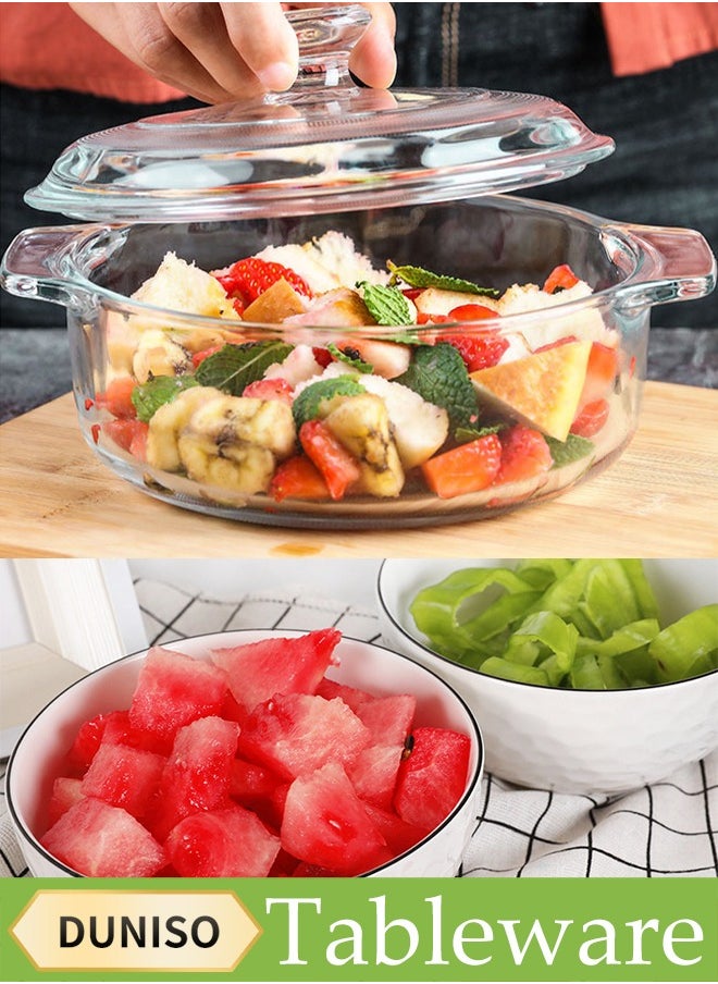 Clear Glass Cooking Pot, Covered Glass Stew Pot, With Two Diamond Bowls, Heat Resistant, Easy To Clean, Suitable For Pasta, Soup, Milk