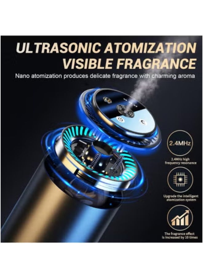 Smart Car Air Freshener Diffuser with Starry Sky Projection – Rechargeable Auto Aroma Diffuser with Cologne Scented Perfume Oil, Intelligent Motion Sensor, Auto On/Off, Silent Operation, Compact for All Vehicles