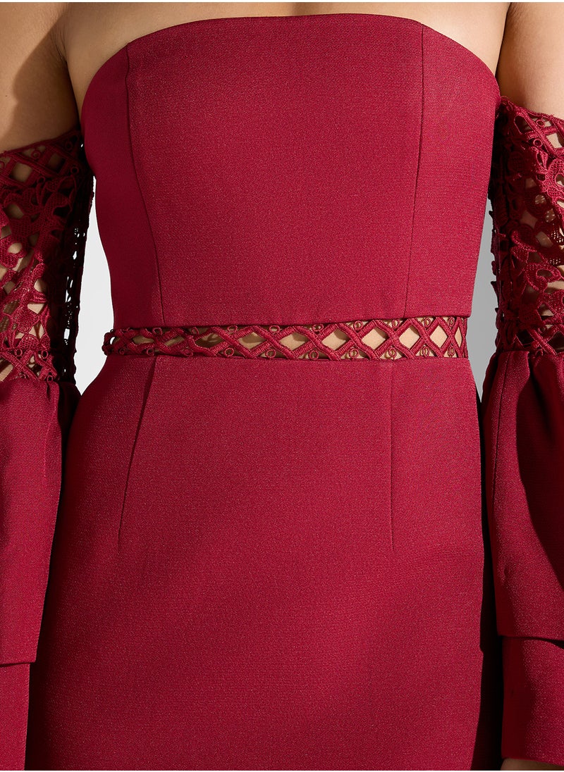 Lace Detail Bardot Dress