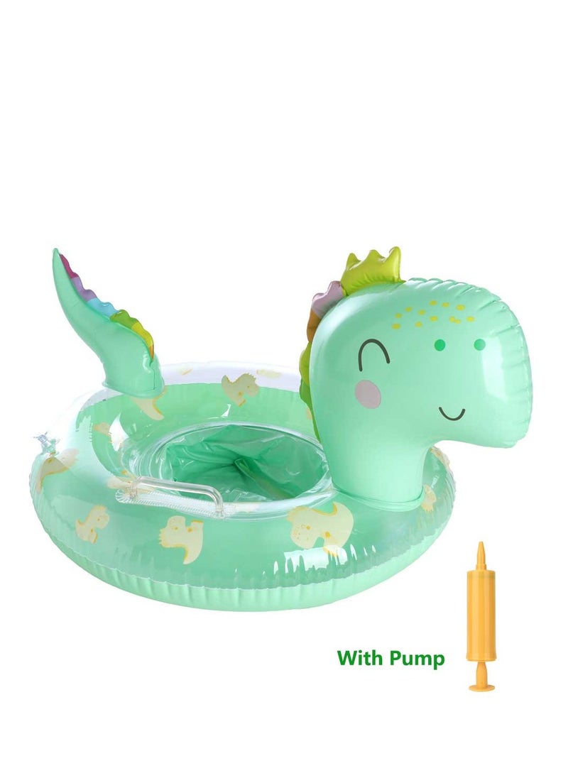 Green Dinosaur Print Swimming Ring Inflatable Pool Float For Kids 1-5 Years