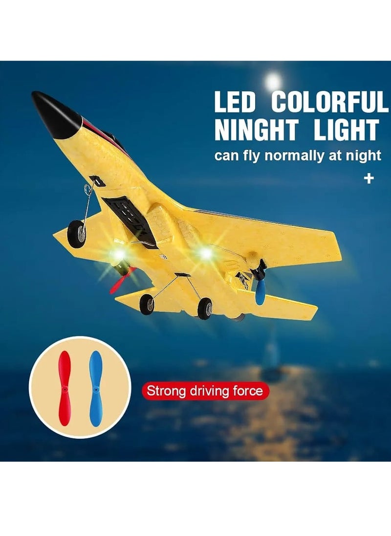 RC Airplane H-W 33 – 2 Channel Remote Control Foam Plane for Kids 12+ & Adults | Beginner-Friendly RC Aircraft Toy with 3 Batteries – Easy to Fly (Yellow)