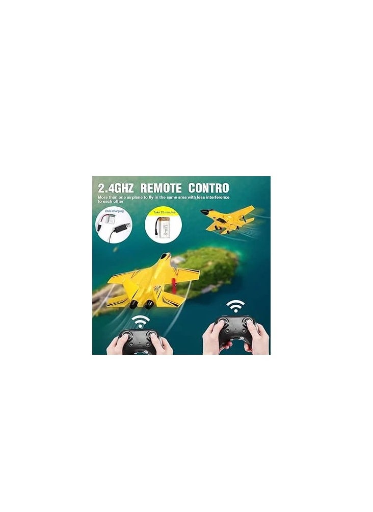 RC Airplane H-W 33 – 2 Channel Remote Control Foam Plane for Kids 12+ & Adults | Beginner-Friendly RC Aircraft Toy with 3 Batteries – Easy to Fly (Yellow)