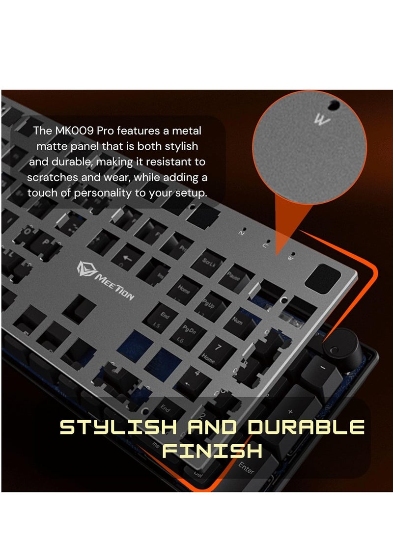 Meetion MK009 Pro Hot Swap Mechanical Keyboard Ergonomic Design Full Key Anti-Ghosting ABS Keycaps High Quality Metal Matte Panel Mechanical switches Gaming keyboards
