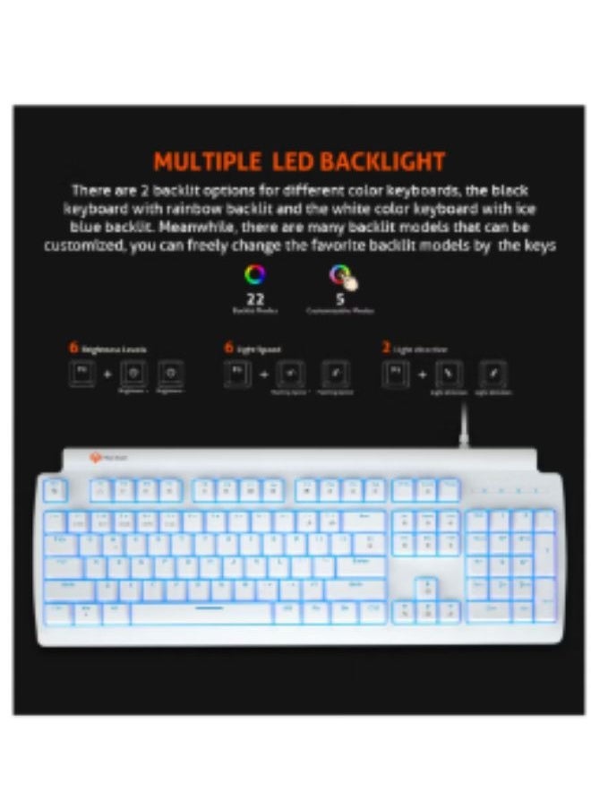 Meetion MK600 Mechanical Keyboard Customizable Keyboard Type best combination of RGB Backlit Gaming Keyboard White