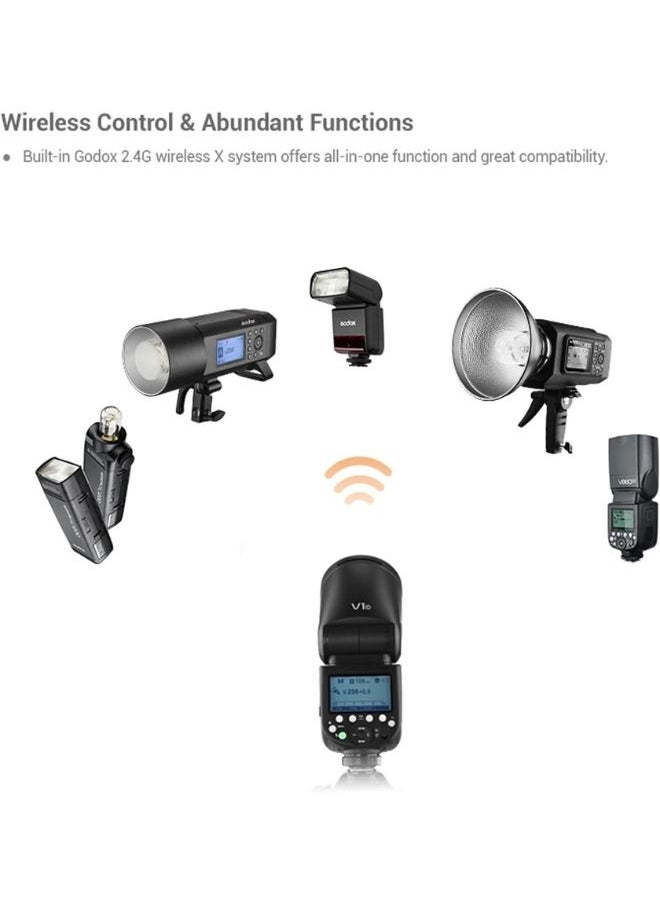 Godox V1-S TTL Camera Flash for Sony – V1 S 76Ws Round Head Speedlight, 2.4G Wireless, HSS 1/8000s, 480 Shots, Li-ion Battery, LED Modeling Lamp – V1S Professional Godox Flash Light