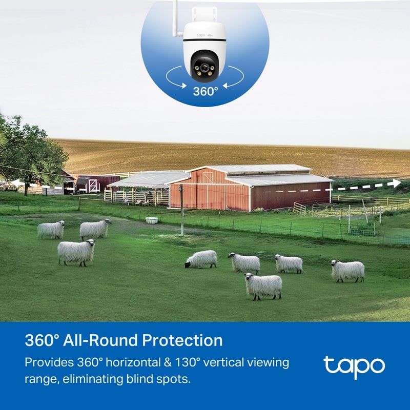 Tapo C501GW Outdoor Pan/Tilt 4G LTE Camera with 360° Rotation, 1080P Full HD, Starlight Color Night Vision, AI Detection, Sound and Light Alarm, and IP66 Weatherproofing for Remote Surveillance Anywhere